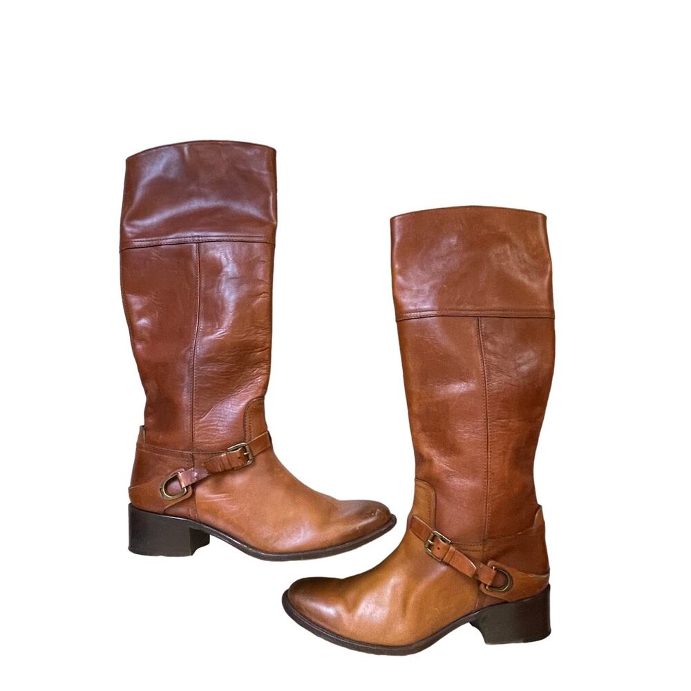 RALPH LAUREN COLLECTION purple label cognac 100% leather western mid calf boots